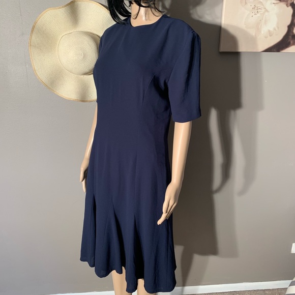 Ms Claus Size 10 Navy Blue Midi Dress Length 41” - Picture 1 of 5